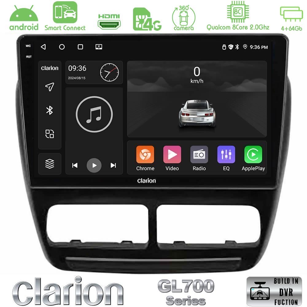 Clarion GL700 Series 8Core Android ClarionOS 4+64GB Fiat Doblo / Opel Combo 2010-2014 Navigation Multimedia Tablet 9" Με Carplay & Android Auto