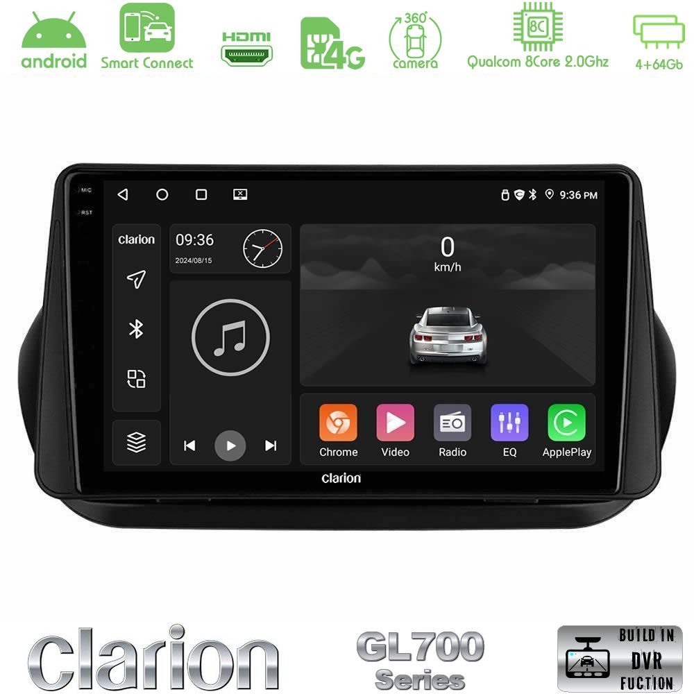 Clarion GL700 QUALCOMM Series 8Core Android ClarionOS 4+64GB Fiat Fiorino/Citroen Nemo/Peugeot Bipper Navigation Multimedia Tablet 10" Με Carplay & Android Auto