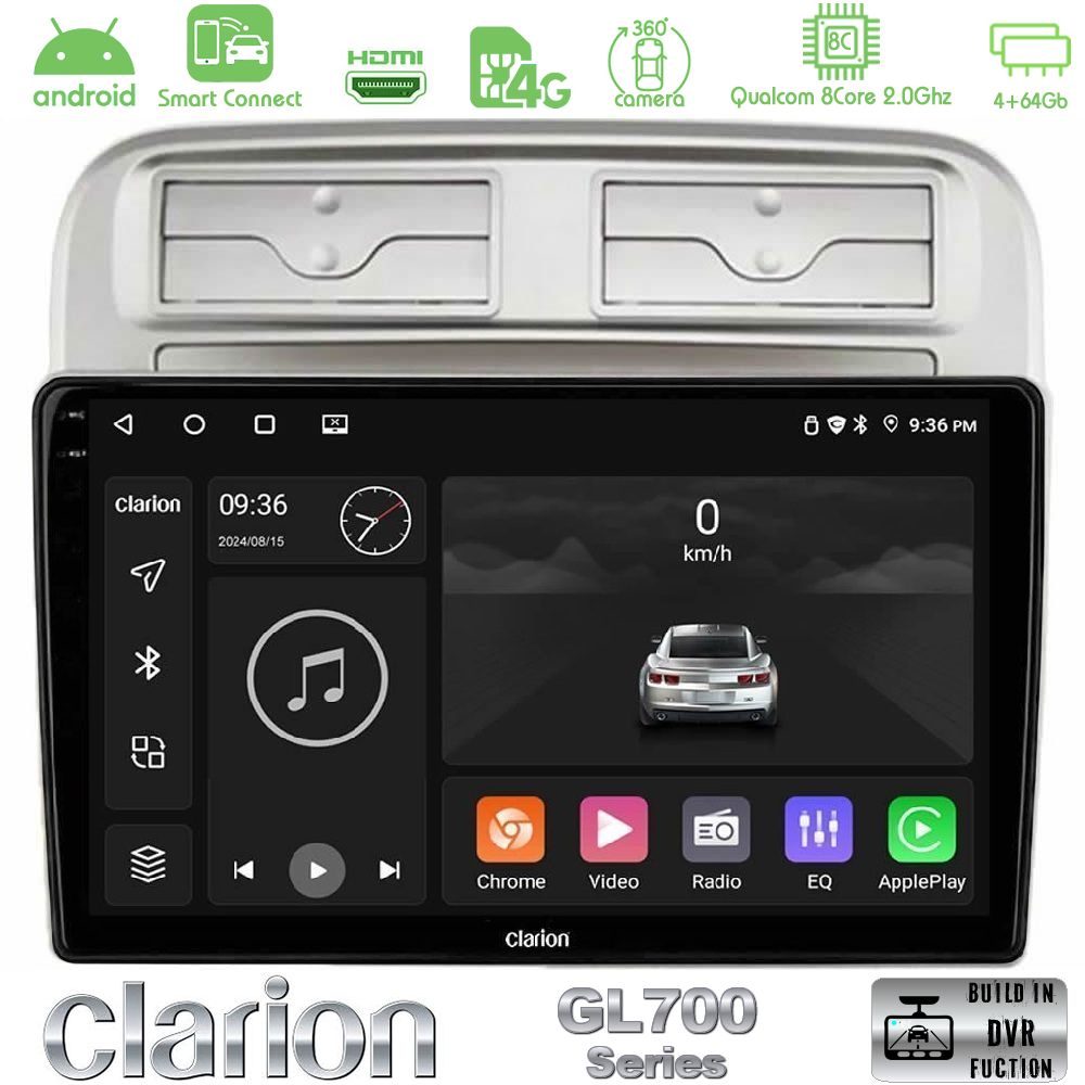 Clarion GL700 Series 8Core Android ClarionOS 4+64GB Fiat Grande Punto 2006-2011 Navigation Multimedia Tablet 9" Με Carplay & Android Auto