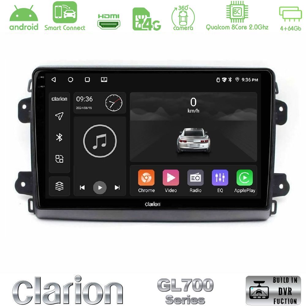 Clarion GL700 Series 8Core Android ClarionOS 4+64GB Citroen/Fiat/Opel Navigation Multimedia Tablet 9" Με Carplay & Android Auto