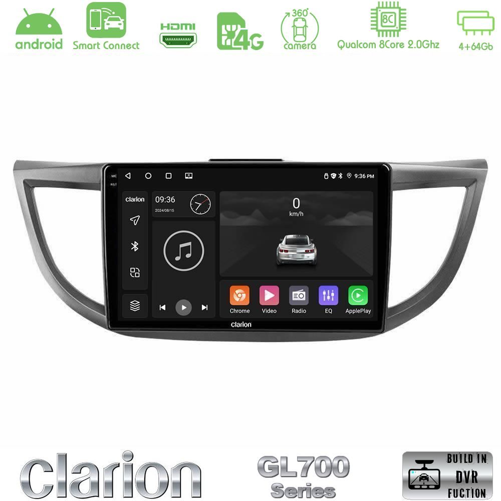 Clarion GL700 Series 8Core Android ClarionOS 4+64GB Honda CRV 2012-2017 Navigation Multimedia Tablet 9" Με Carplay & Android Auto