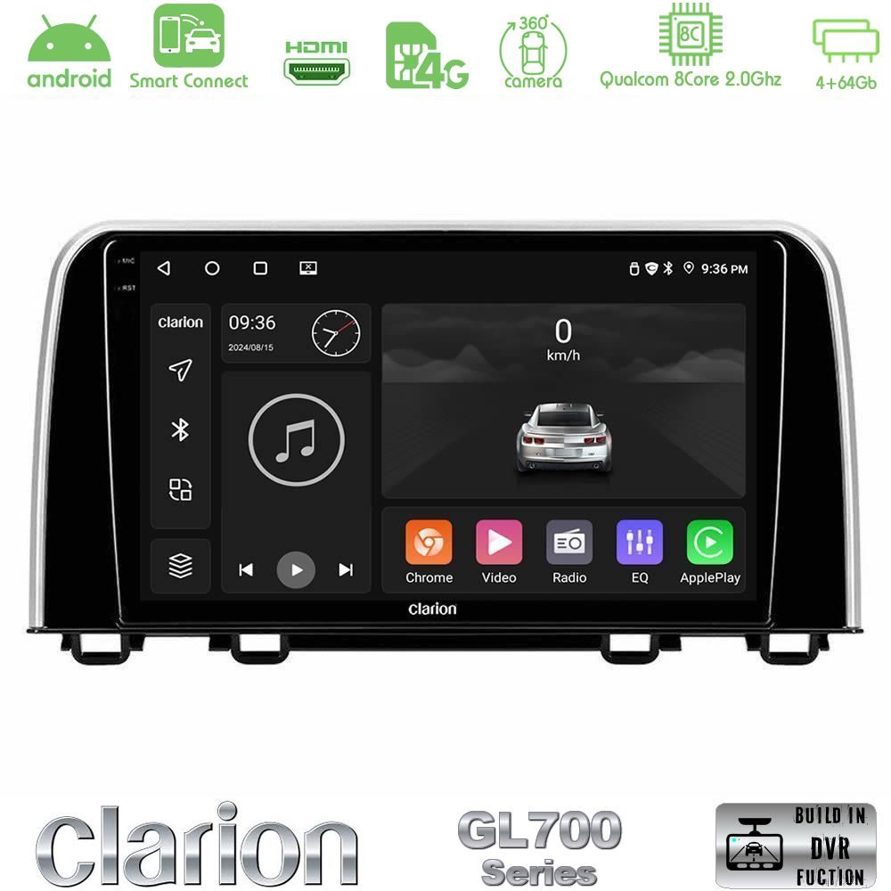 Clarion GL700 Series 8Core Android ClarionOS 4+64GB Honda CR-V 2019-> Navigation Multimedia Tablet 10" Με Carplay & Android Auto