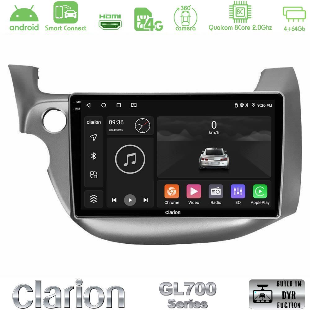 Clarion GL700 Series 8Core Android ClarionOS 4+64GB Honda Jazz 2009-2013 Navigation Multimedia Tablet 10" Με Carplay & Android Auto