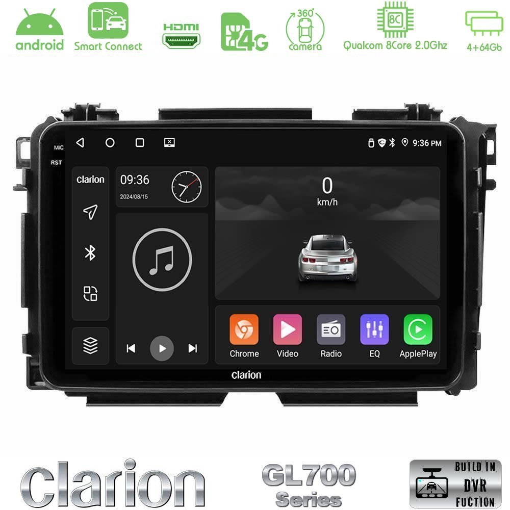 Clarion GL700 Series 8Core Android ClarionOS 4+64GB Honda HR-V Navigation Multimedia Tablet 9" Με Carplay & Android Auto