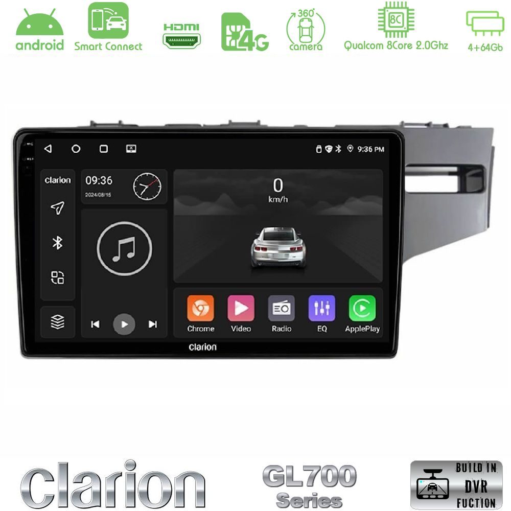 Clarion GL700 Series 8Core Android ClarionOS 4+64GB Honda Jazz 2013-2020 RHD Navigation Multimedia Tablet 9" Με Carplay & Android Auto