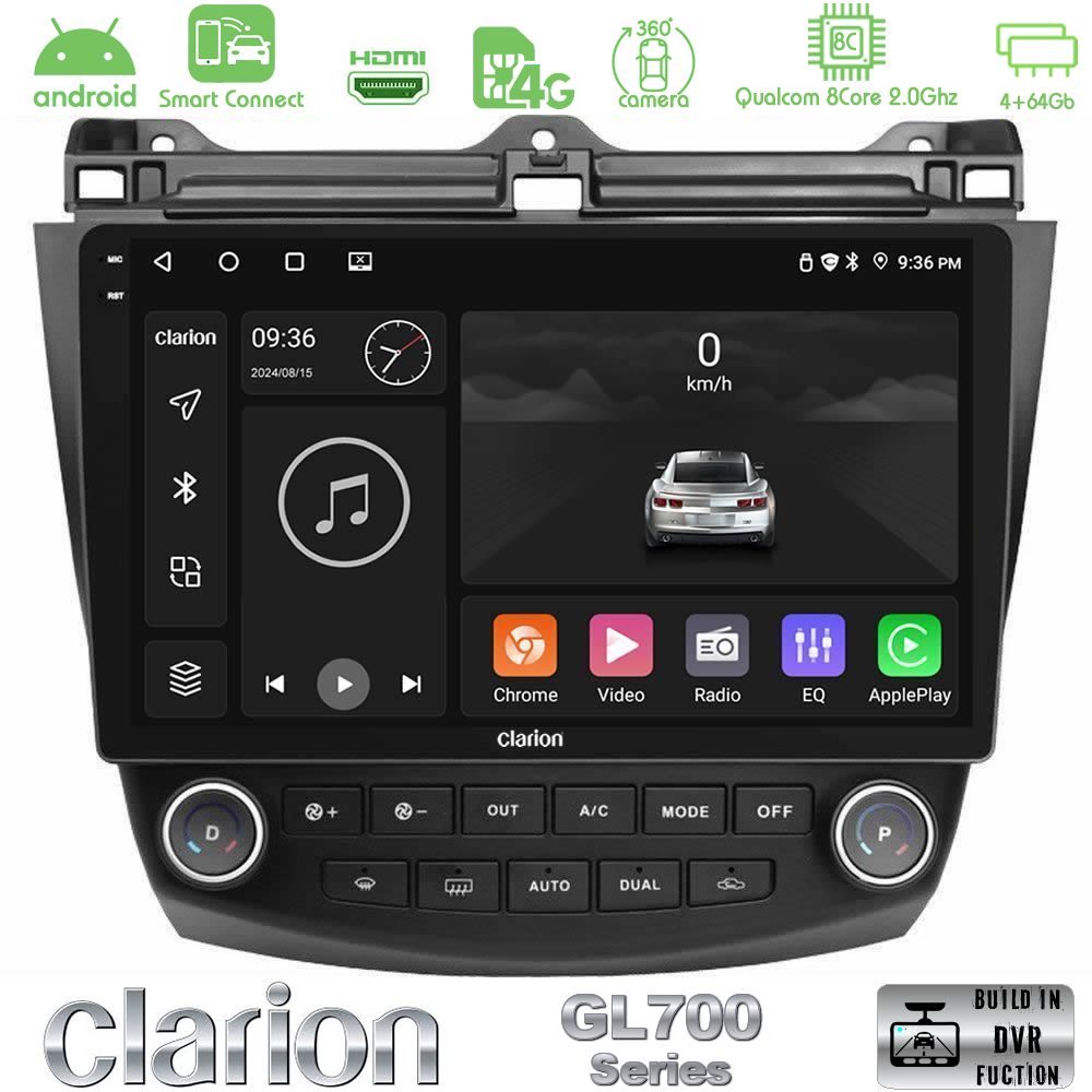 Clarion GL700 Series 8Core Android ClarionOS 4+64GB Honda Accord 2002-2008 Navigation Multimedia Tablet 10" Με Carplay & Android Auto