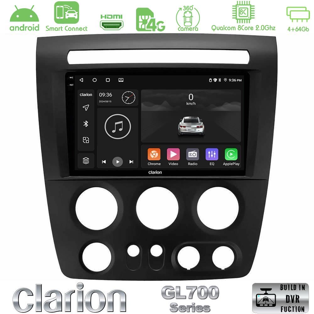 Clarion GL700 Series 8Core Android ClarionOS 4+64GB Hummer H3 2005-2009 Navigation Multimedia Tablet 9" Με Carplay & Android Auto