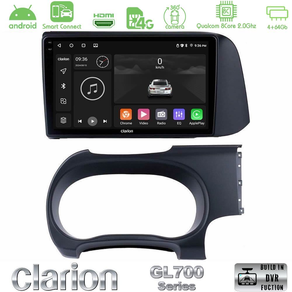 Clarion GL700 Series 8Core Android ClarionOS 4+64GB Hyundai i10 Navigation Multimedia Tablet 9" Με Carplay & Android Auto