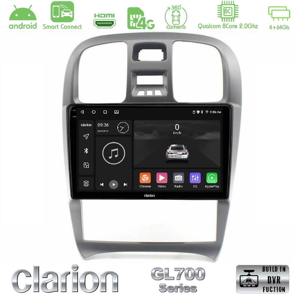Clarion GL700 Series 8Core Android ClarionOS 4+64GB Hyundai Sonata 2001-2005 Navigation Multimedia Tablet 9" Με Carplay & Android Auto