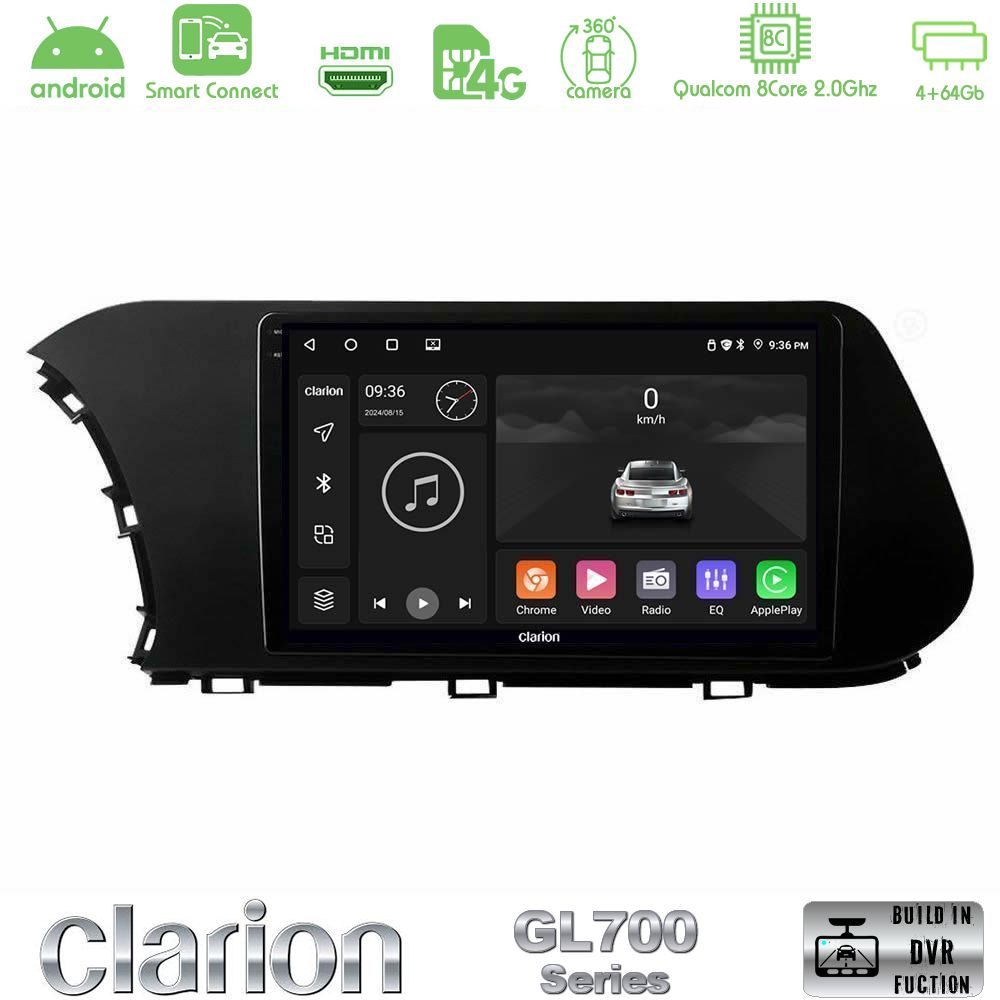 Clarion GL700 QUALCOMM Series 8Core Android ClarionOS 4+64GB Hyundai i20 2021-2023 Navigation Multimedia Tablet 10" Με Carplay & Android Auto