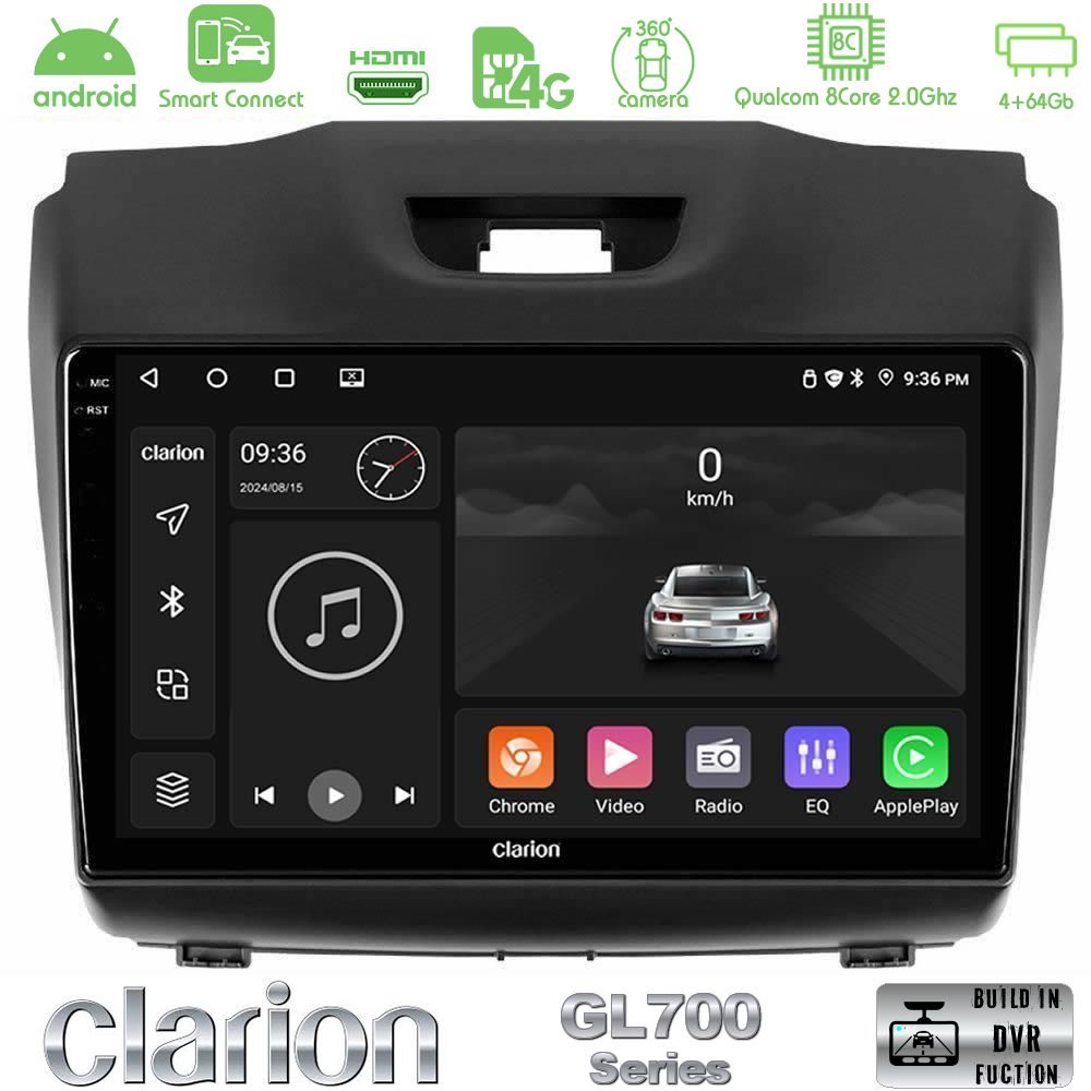Clarion GL700 Series 8Core Android ClarionOS 4+64GB Isuzu D-MAX 2012-2019 Navigation Multimedia Tablet 9" Με Carplay & Android Auto