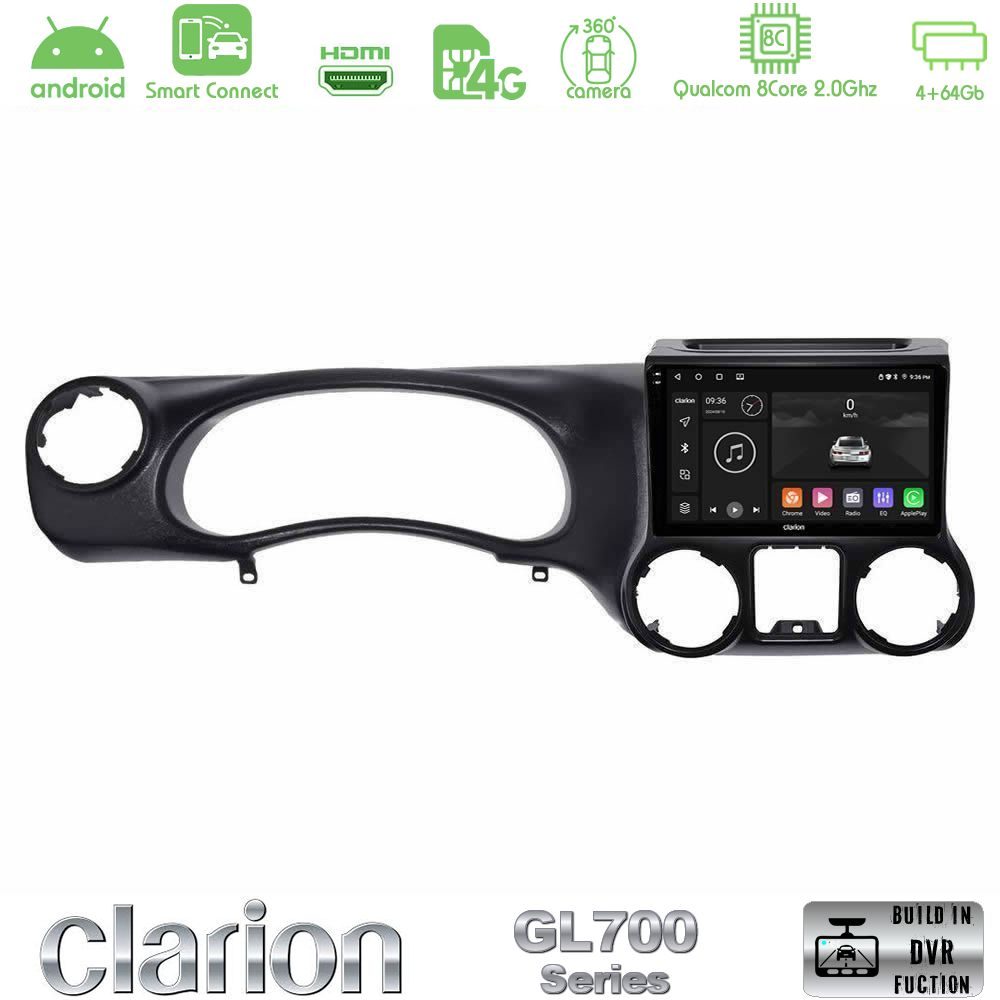 Clarion GL700 Series 8Core Android ClarionOS 4+64GB Jeep Wrangler 2011-2014 Navigation Multimedia Tablet 10" Με Carplay & Android Auto