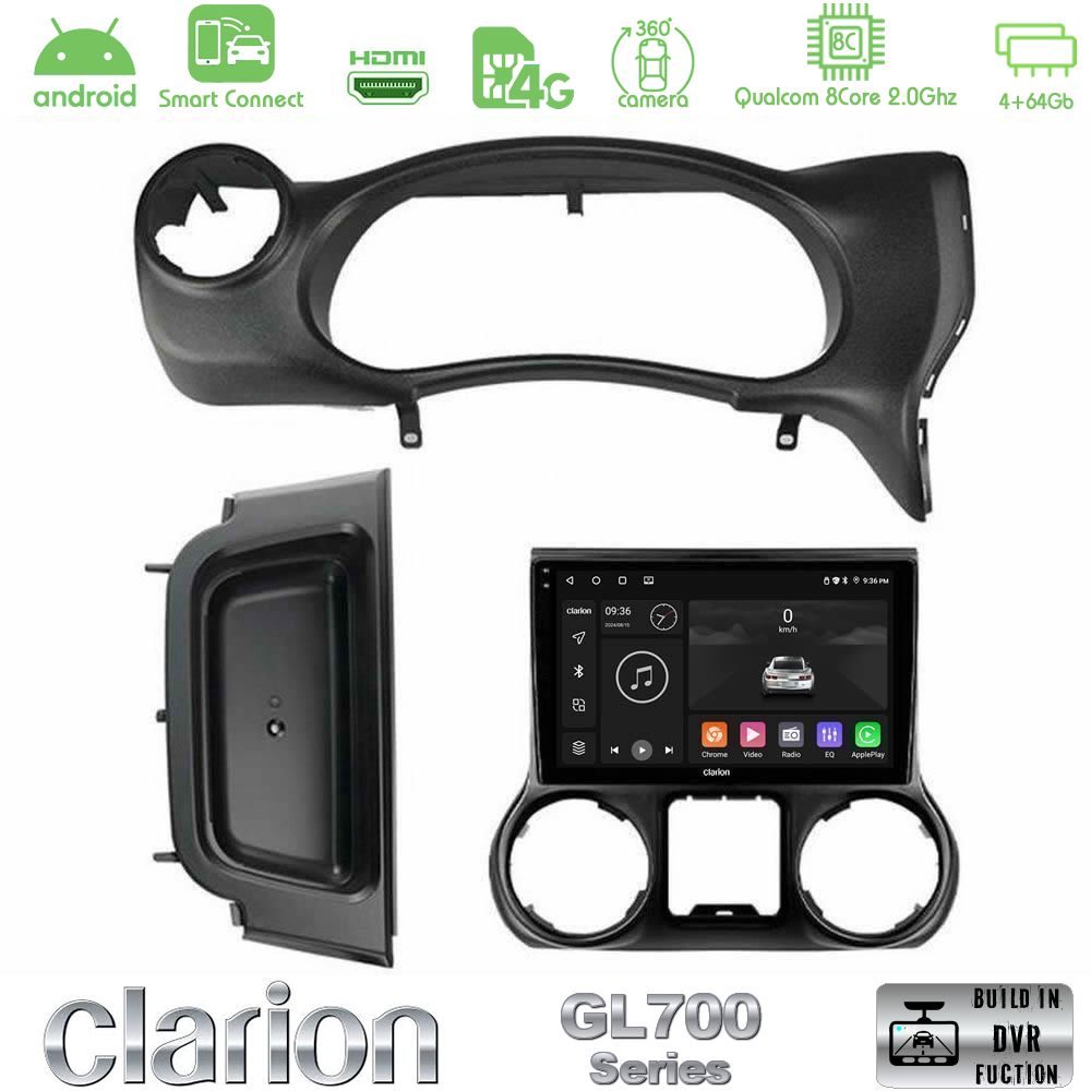 Clarion GL700 Series 8Core Android ClarionOS 4+64GB Jeep Wrangler 2014-2017 Navigation Multimedia Tablet 10" Με Carplay & Android Auto