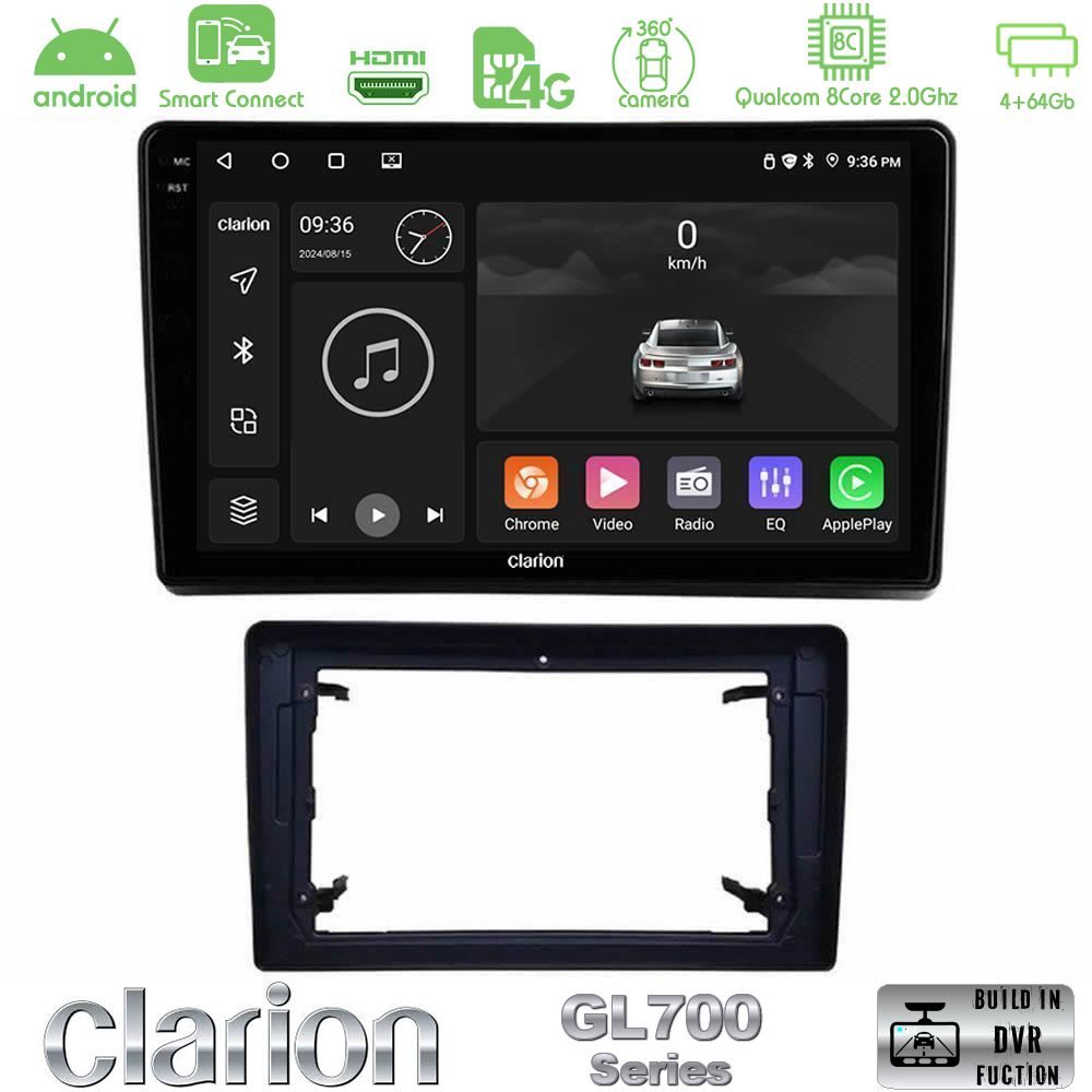 Clarion GL700 Series 8Core Android ClarionOS 4+64GB Chrysler / Dodge / Jeep Navigation Multimedia Tablet 10" Με Carplay & Android Auto