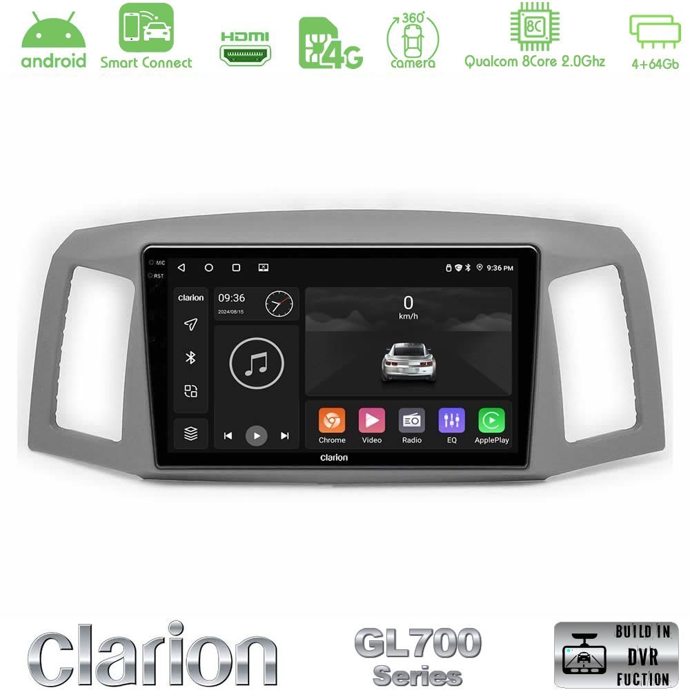 Clarion GL700 Series 8Core Android ClarionOS 4+64GB Jeep Grand Cherokee 2005-2007 Navigation Multimedia Tablet 10" Με Carplay & Android Auto