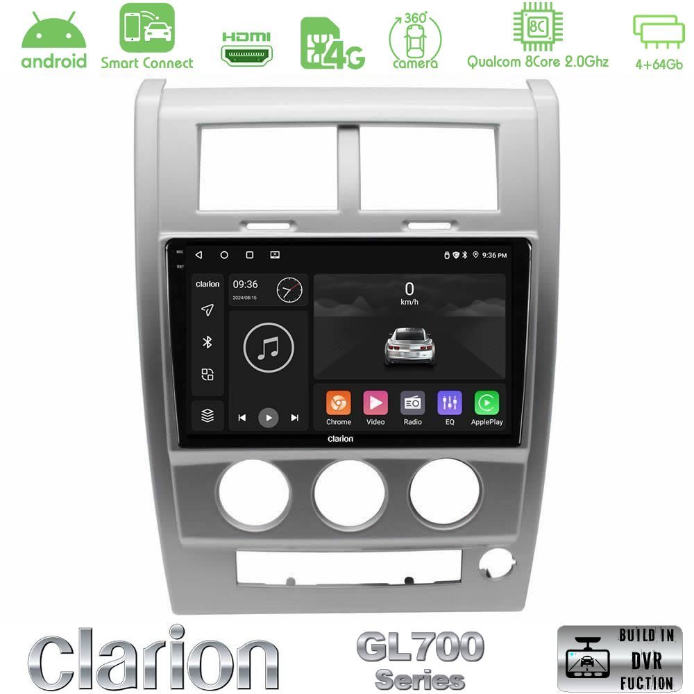 Clarion GL700 QUALCOMM Series 8Core Android ClarionOS 4+64GB Jeep Cherokee (KK) 2008-2012 Navigation Multimedia Tablet 10" Με Carplay & Android Auto