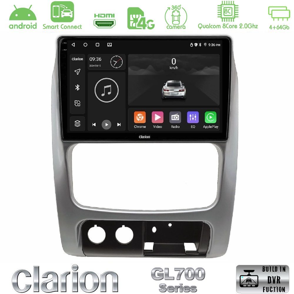 Clarion GL700 Series 8Core Android ClarionOS 4+64GB Jeep Cherokee (KJ) 2002-2007 Navigation Multimedia Tablet 9" Με Carplay & Android Auto