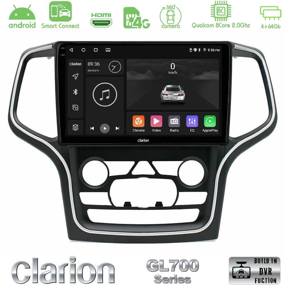 Clarion GL700 QUALCOMM Series 8Core Android ClarionOS 4+64GB Jeep Grand Cherokee 2014-2020 Navigation Multimedia Tablet 10" Με Carplay & Android Auto