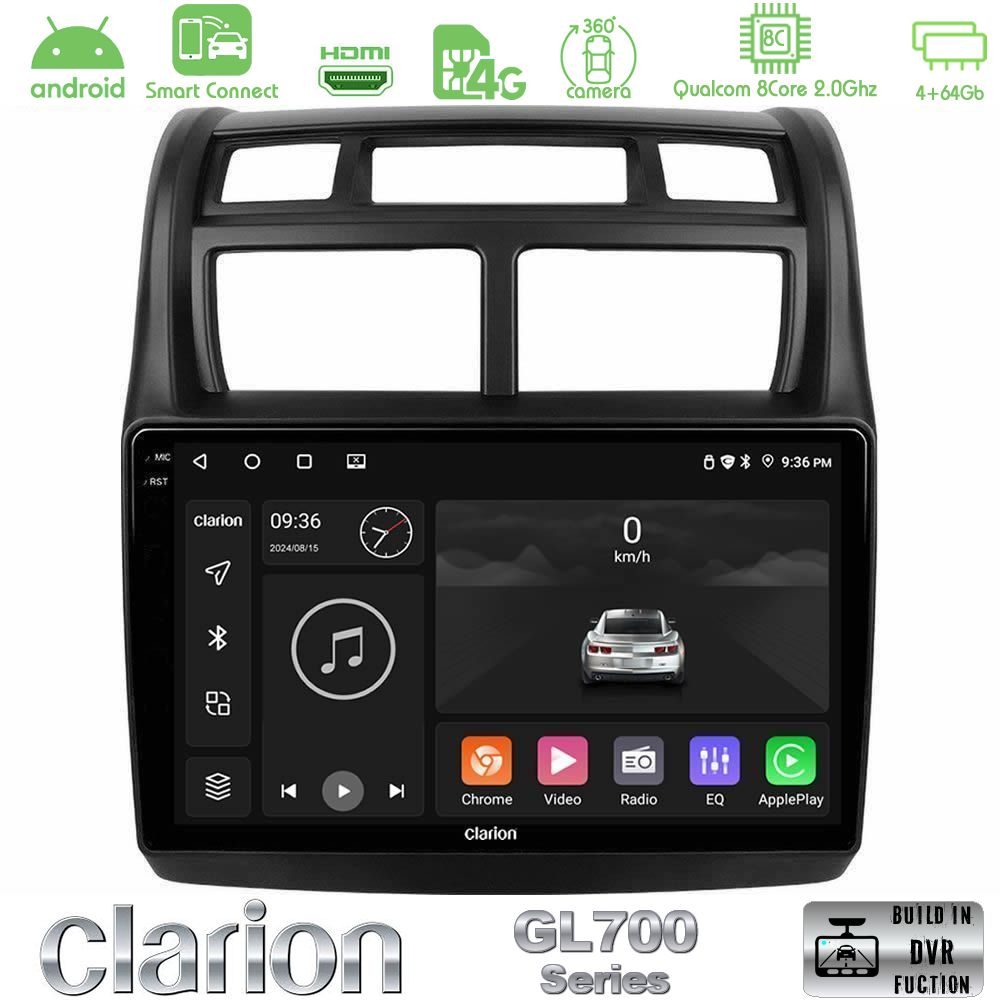 Clarion GL700 Series 8Core Android ClarionOS 4+64GB Kia Sportage 2008-2011 Navigation Multimedia Tablet 9" Με Carplay & Android Auto