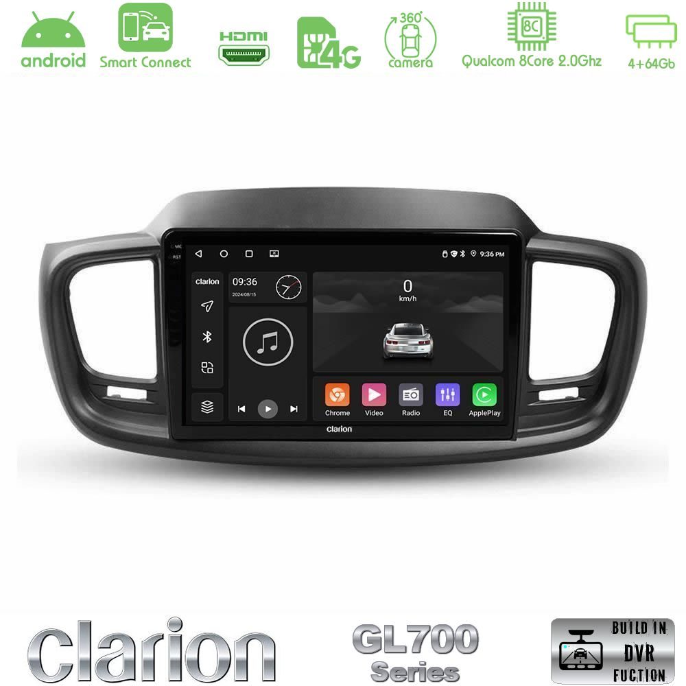 Clarion GL700 Series 8Core Android ClarionOS 4+64GB Kia Sorento 2018-2021 Navigation Multimedia Tablet 9" Με Carplay & Android Auto