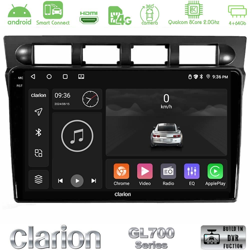 Clarion GL700 Series Kia Picanto 2004-2007 8Core Android ClarionOS 4+64GB Navigation Multimedia Tablet 9" Με Carplay & Android Auto Με Carplay & Android Auto