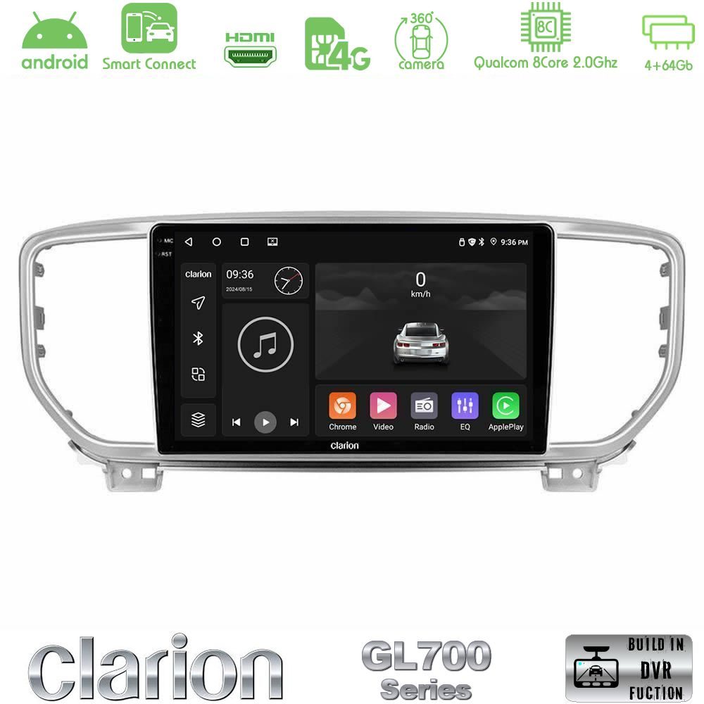 Clarion GL700 Series 8Core Android ClarionOS 4+64GB Kia Sportage 2018-2021 Navigation Multimedia Tablet 9" Με Carplay & Android Auto