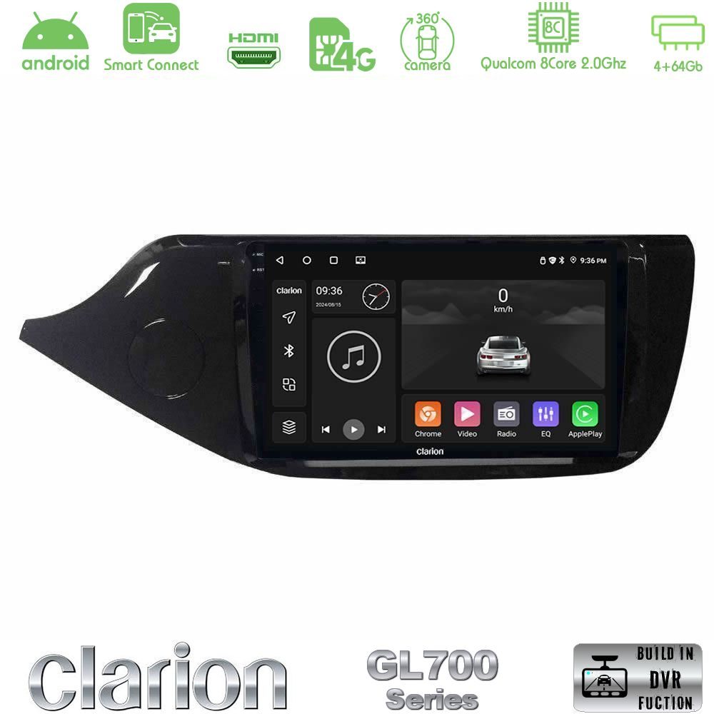 Clarion GL700 Series 8Core Android ClarionOS 4+64GB Kia Ceed 2013-2017 Navigation Multimedia Tablet 9" Με Carplay & Android Auto