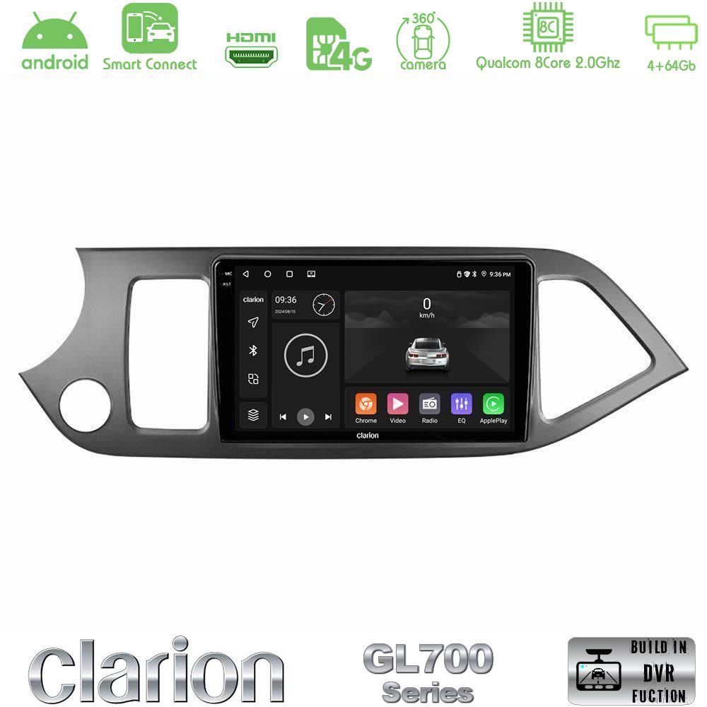 Clarion GL700 Series 8Core Android ClarionOS 4+64GB Kia Picanto Navigation Multimedia Tablet 9" Με Carplay & Android Auto