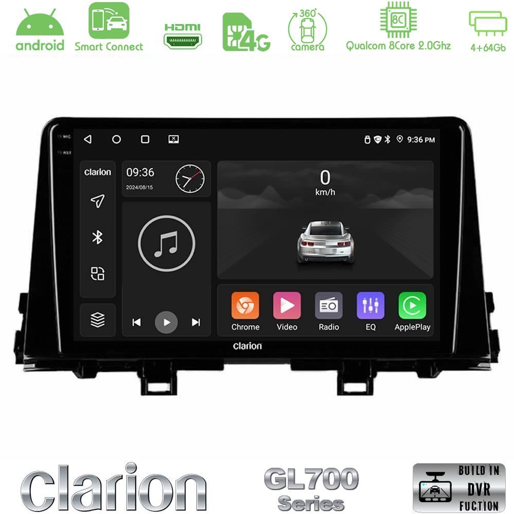 Clarion GL700 Series 8Core Android ClarionOS 4+64GB Kia Picanto 2017-2021 Navigation Multimedia Tablet 9" Με Carplay & Android Auto