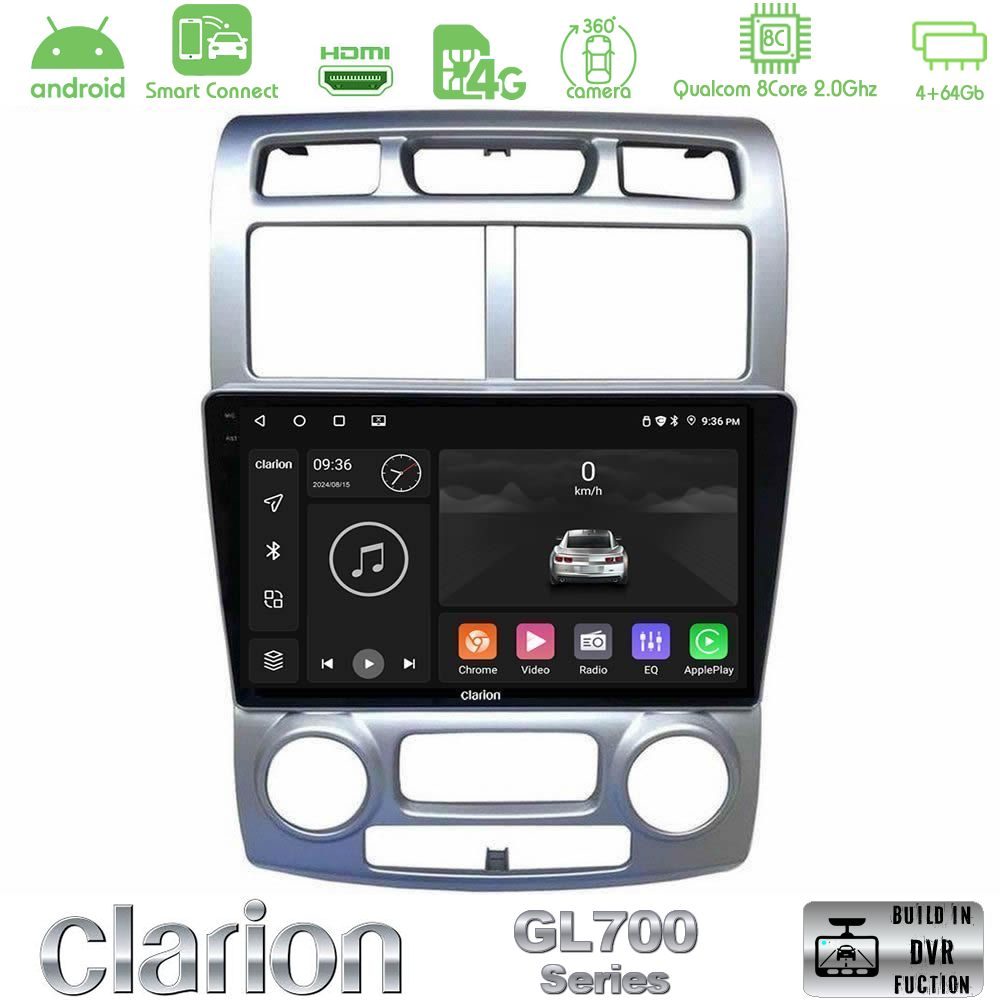 Clarion GL700 Series 8Core Android ClarionOS 4+64GB Kia Sportage 2005-2008 Navigation Multimedia Tablet 9"" Με Carplay & Android Auto