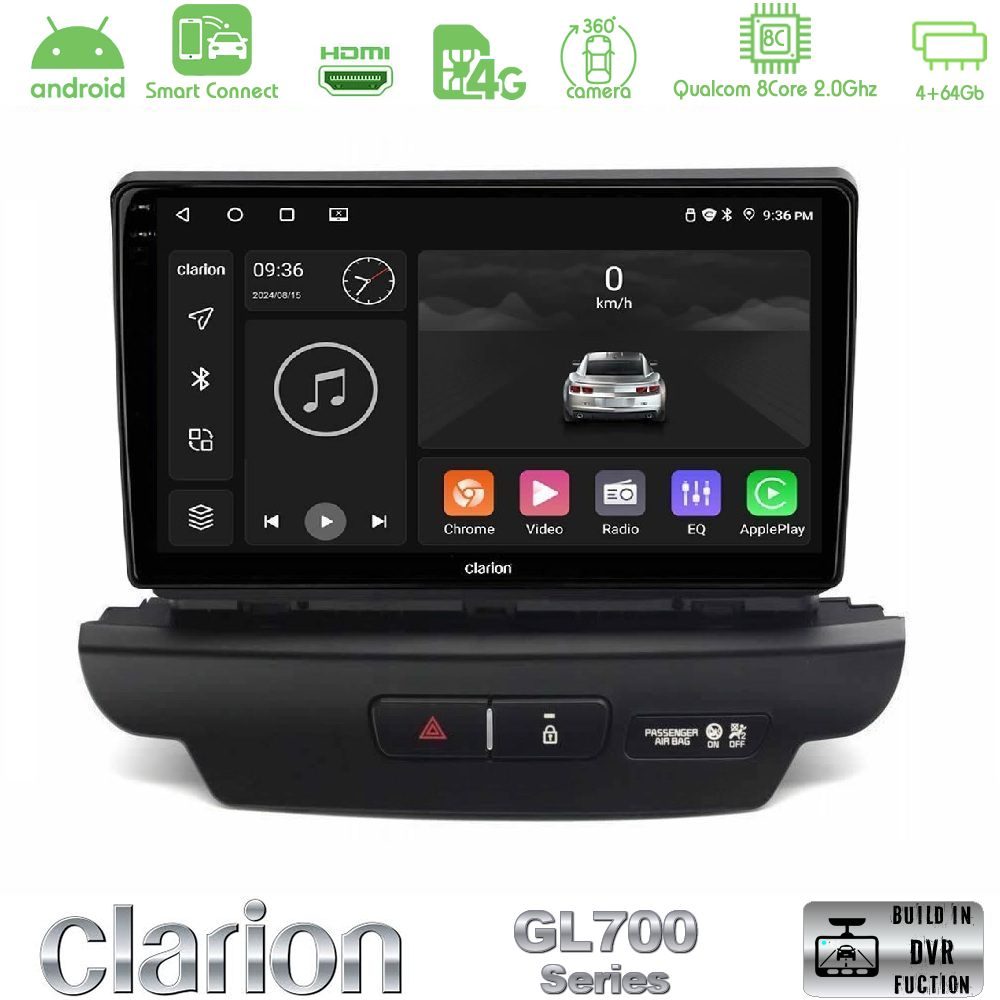 Clarion GL700 Series 8Core Android ClarionOS 4+64GB Kia Ceed 2018-2023 Navigation Multimedia Tablet 9" Με Carplay & Android Auto (Low Version)