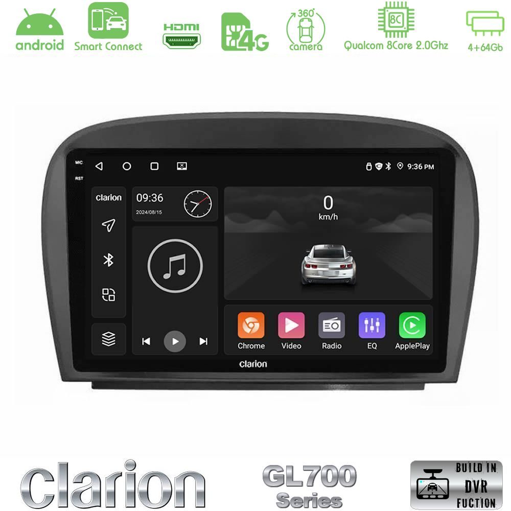 Clarion GL700 Series 8Core Android ClarionOS 4+64GB Mercedes SL Class 2005-2011 Navigation Multimedia Tablet 9" Με Carplay & Android Auto