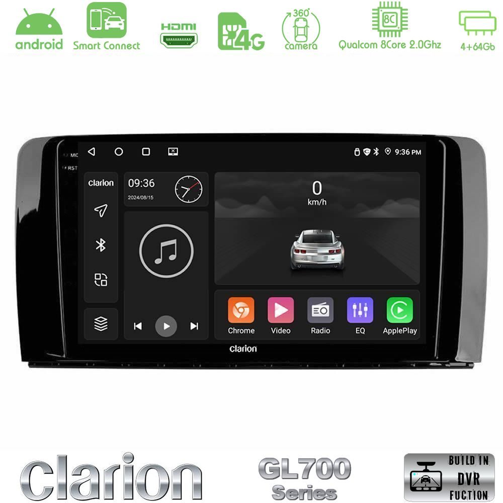 Clarion GL700 Series 8Core Android ClarionOS 4+64GB Mercedes R Class Navigation Multimedia Tablet 9" Με Carplay & Android Auto