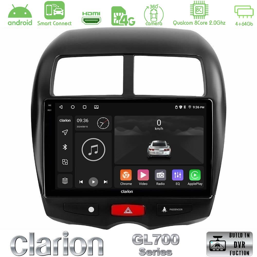 Clarion GL700 Series 8Core Android ClarionOS 4+64GB Mitsubishi ASX Navigation Multimedia Tablet 10" Με Carplay & Android Auto