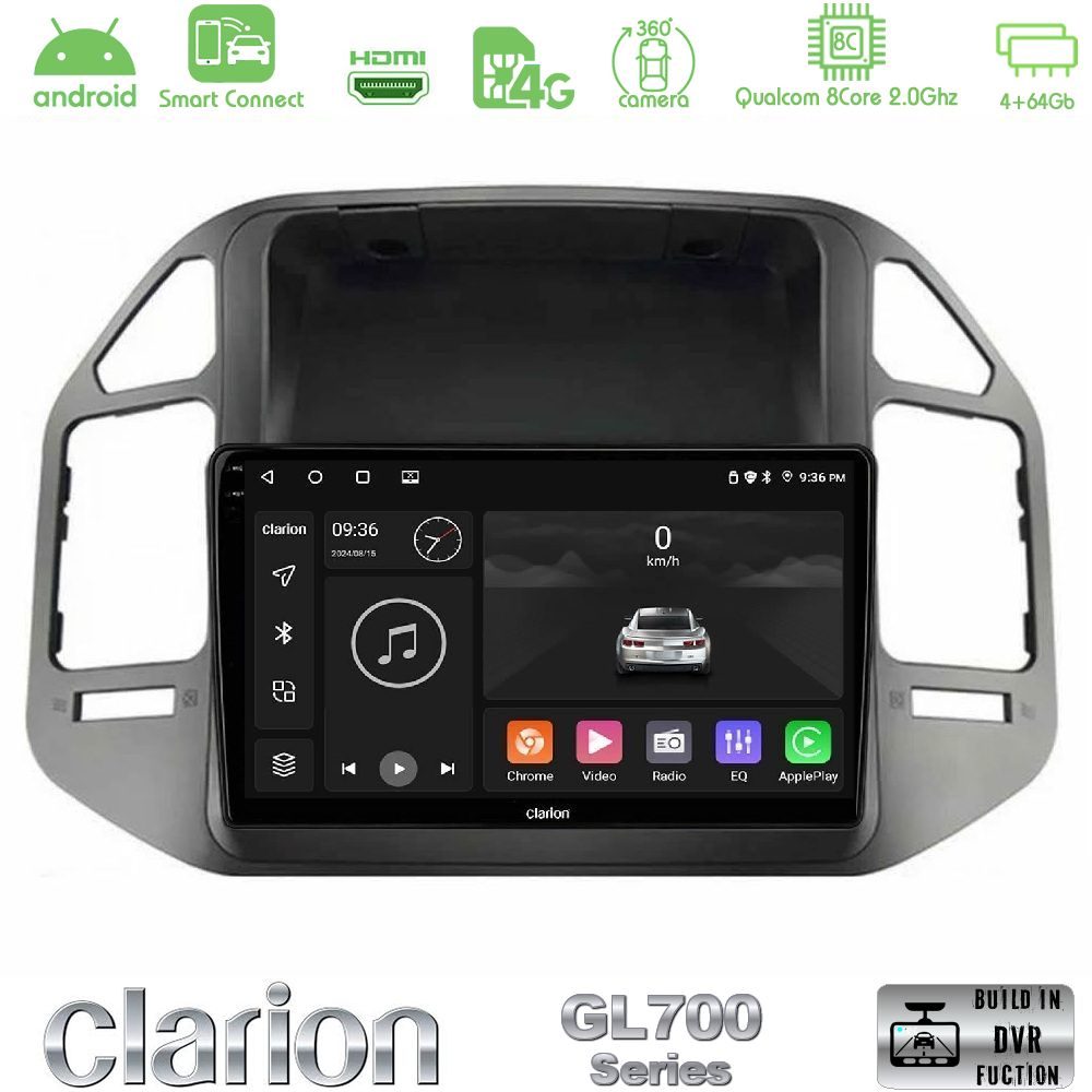 Clarion GL700 Series 8Core Android ClarionOS 4+64GB Mitsubishi Pajero 2002-2006 Navigation Multimedia Tablet 9" Με Carplay & Android Auto