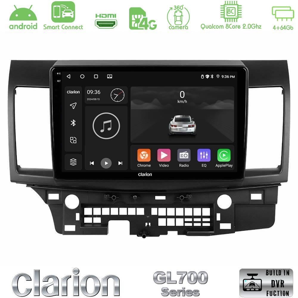 Clarion GL700 Series 8Core Android ClarionOS 4+64GB Mitsubishi Lancer 2008 – 2015 Navigation Multimedia Tablet 10" Με Carplay & Android Auto