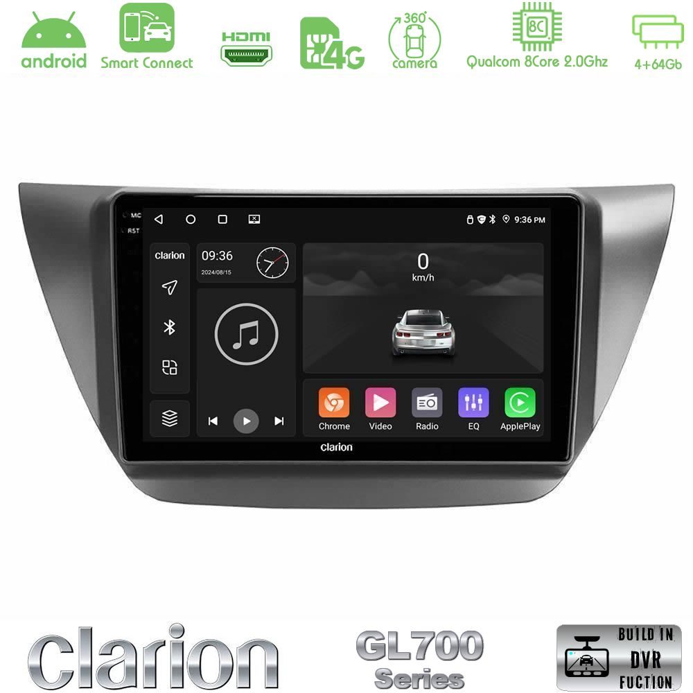 Clarion GL700 Series 8Core Android ClarionOS 4+64GB Mitsubishi Lancer 2004 – 2008 Navigation Multimedia Tablet 9" Με Carplay & Android Auto