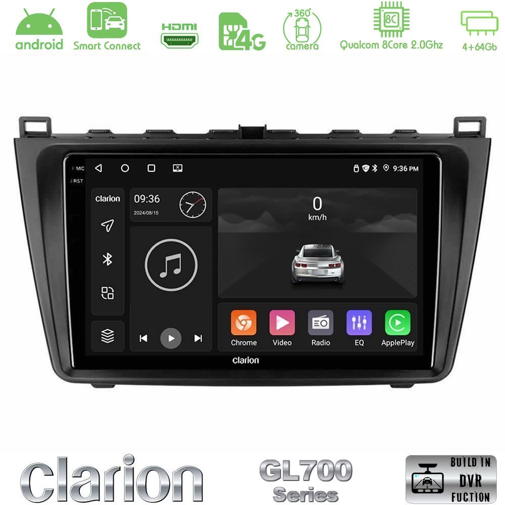Clarion GL700 Series 8Core Android ClarionOS 4+64GB Mazda 6 2008-2012 Navigation Multimedia Tablet 9" Με Carplay & Android Auto
