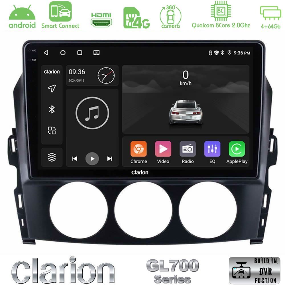 Clarion GL700 Series 8Core Android ClarionOS 4+64GB Mazda MX-5 2006-2008 Navigation Multimedia Tablet 9" Με Carplay & Android Auto