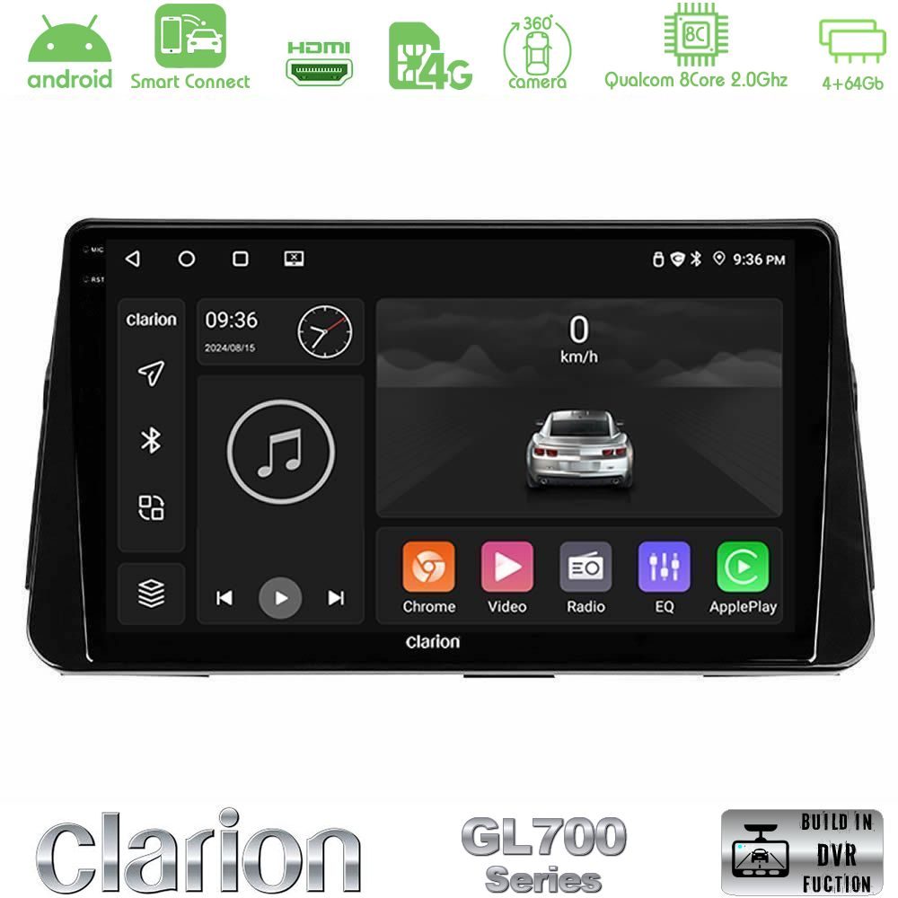Clarion GL700 Series 8Core Android ClarionOS 4+64GB Nissan Micra K14 Navigation Multimedia Tablet 9" Με Carplay & Android Auto