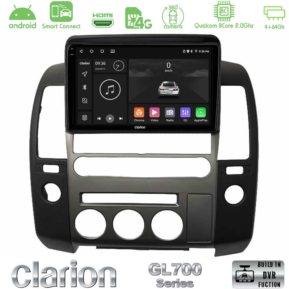 Clarion GL700 Series 8Core Android ClarionOS 4+64GB  Nissan Navara D40 2006-2012 (με εργ.οθόνη) Navigation Multimedia Tablet 9" Με Carplay & Android Auto