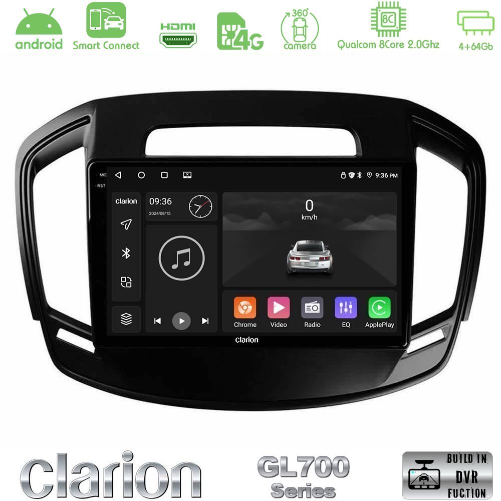 Clarion GL700 Series 8Core Android ClarionOS 4+64GB Opel Insignia 2014-2017 Navigation Multimedia Tablet 9" Με Carplay & Android Auto