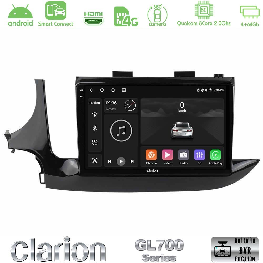 Clarion GL700 Series 8Core Android ClarionOS 4+64GB Opel Mokka 2016-2020 Navigation Multimedia Tablet 9" Με Carplay & Android Auto