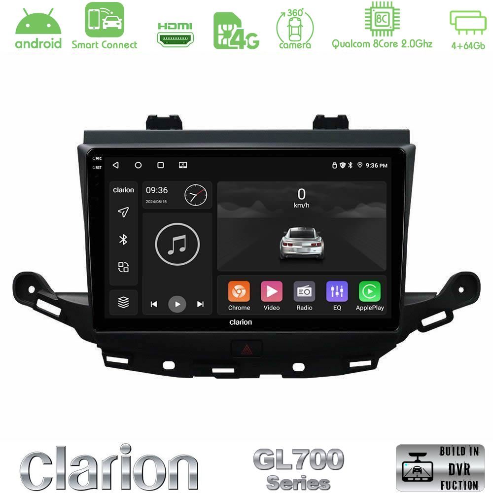 Clarion GL700 Series 8Core Android ClarionOS 4+64GB Opel Astra K 2015-2019 Navigation Multimedia Tablet 9" Με Carplay & Android Auto