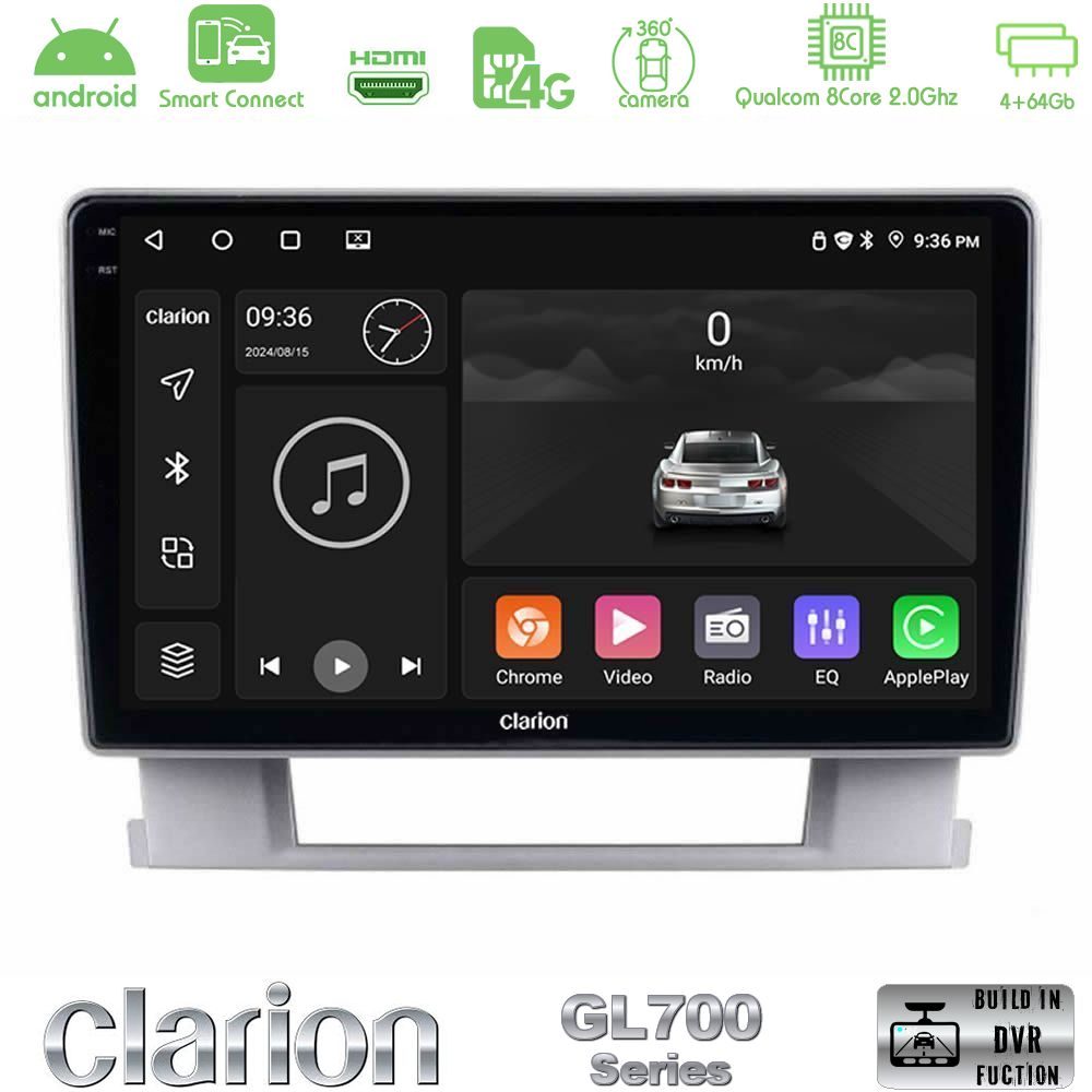 Clarion GL700 Series 8Core Android ClarionOS 4+64GB Opel Astra J 2010-2014 Navigation Multimedia Tablet 9" Με Carplay & Android Auto