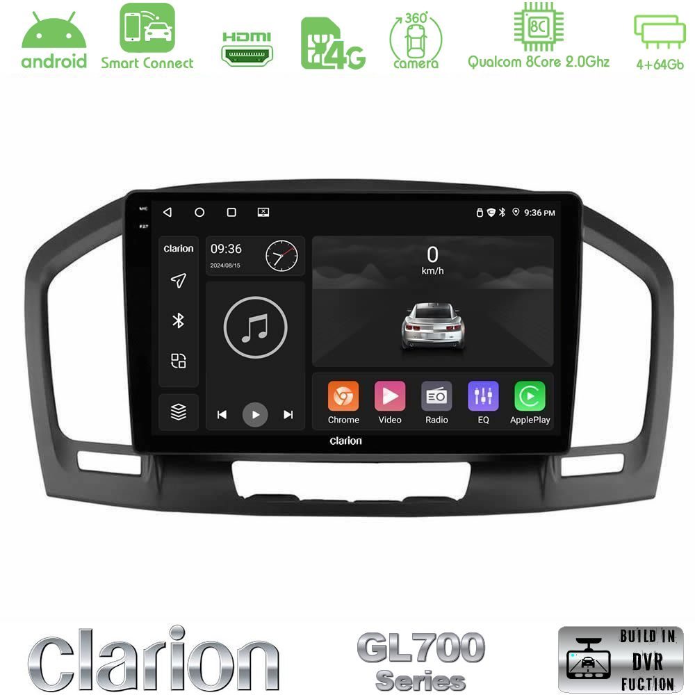 Clarion GL700 Series 8Core Android ClarionOS 4+64GB Opel Insignia 2008-2013 Navigation Multimedia Tablet 9" Με Carplay & Android Auto