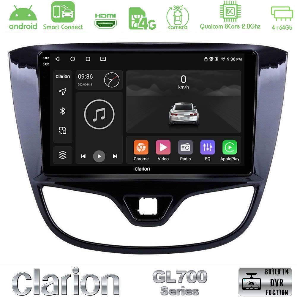 Clarion GL700 Series 8Core Android ClarionOS 4+64GB Opel Karl 2017-2019 Navigation Multimedia Tablet 9" Με Carplay & Android Auto