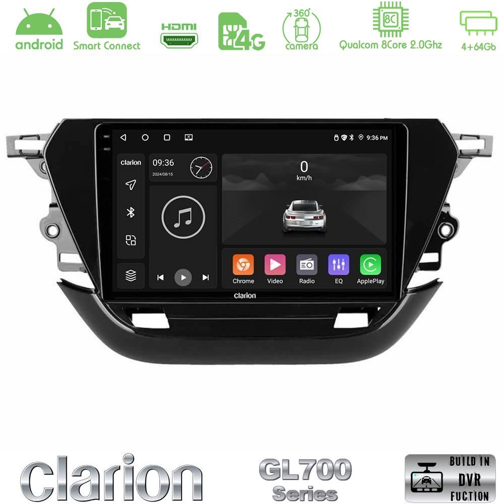 Clarion GL700 Series 8Core Android ClarionOS 4+64GB Opel Corsa F 2019-2023 Navigation Multimedia Tablet 9" Με Carplay & Android Auto