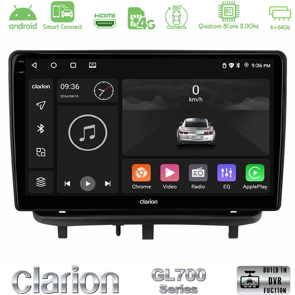 Clarion GL700 Series 8Core Android ClarionOS 4+64GB Opel Corsa D 2006-2014 Navigation Multimedia Tablet 9" Με Carplay & Android Auto (Top Mount)