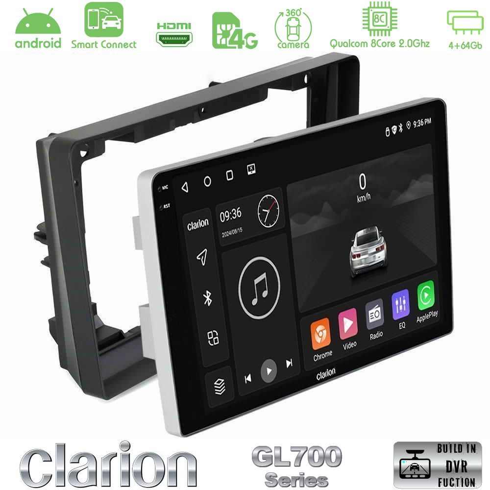Clarion GL700 Series 8Core Android ClarionOS 4+64GB Peugeot 308 2013-2020 Navigation Multimedia Tablet 9" Με Carplay & Android Auto